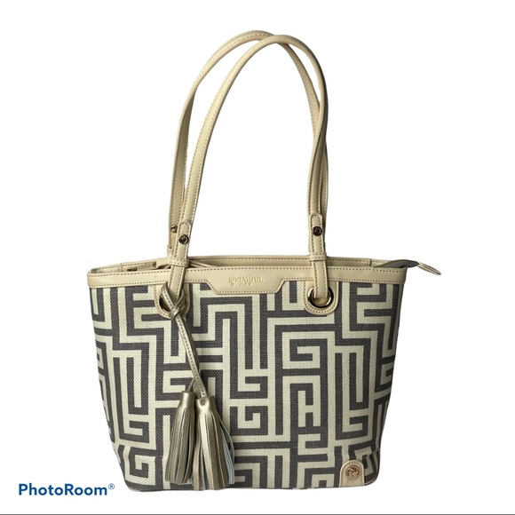 NWOT Spartina 449 Greek Key Island Linen Tote - Picture 2 of 15